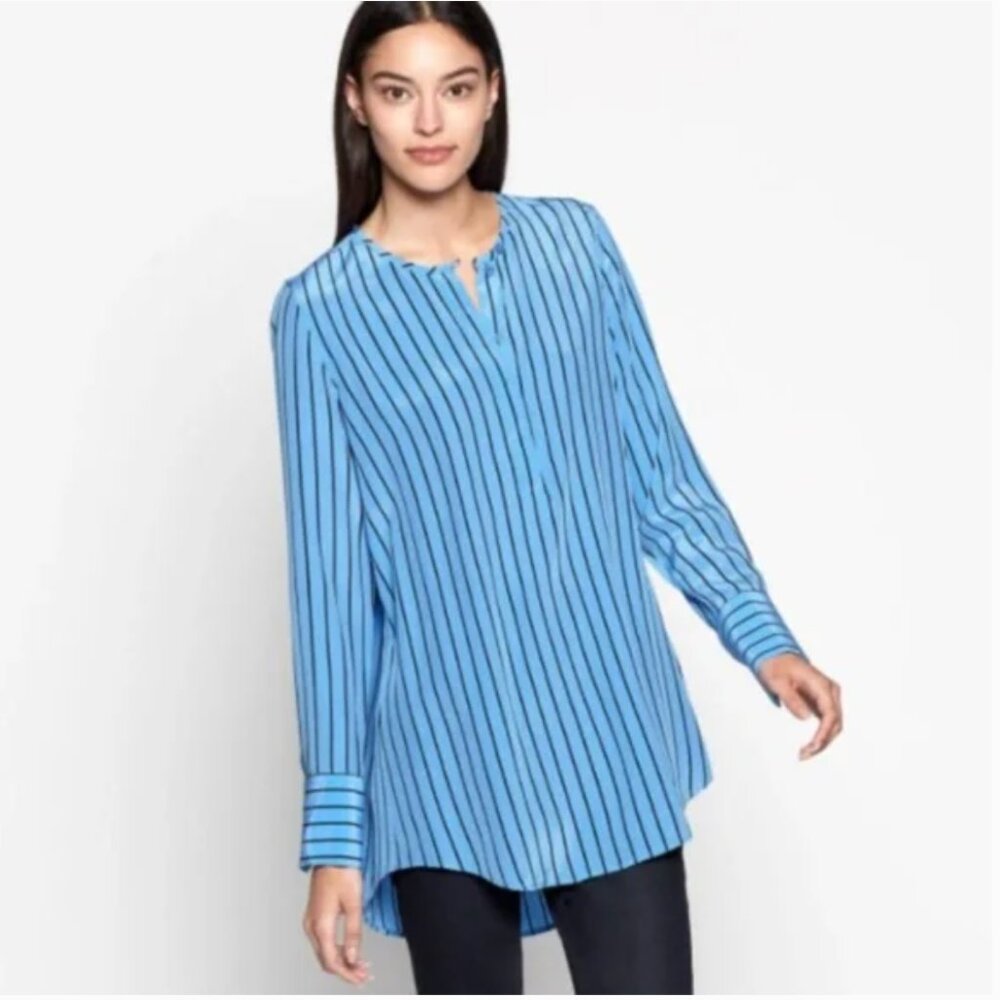 Equipment Windsor Shirt Womens Small Blue Striped Silk Long Sleeve Blouse Top
